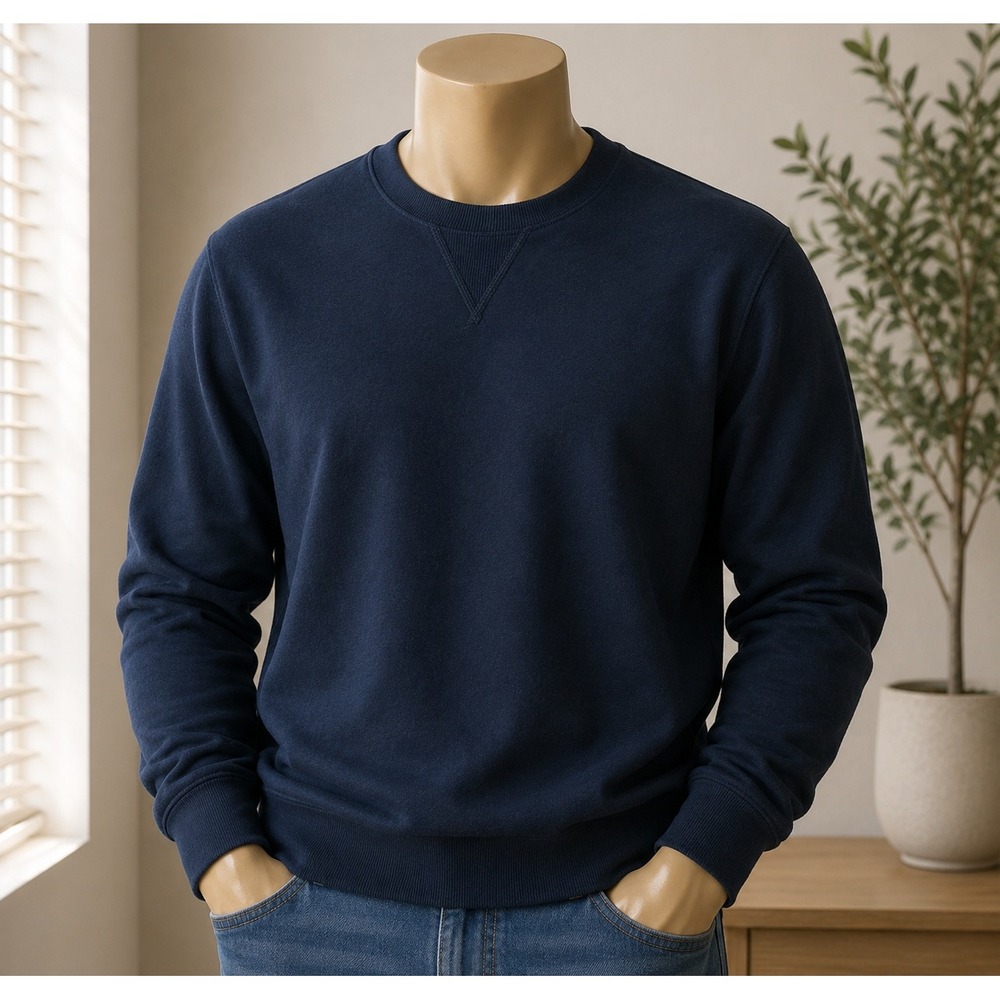 Goodlife Mens Black French Terry Crewneck Sweatshirt Medium V-Stitch Pullover